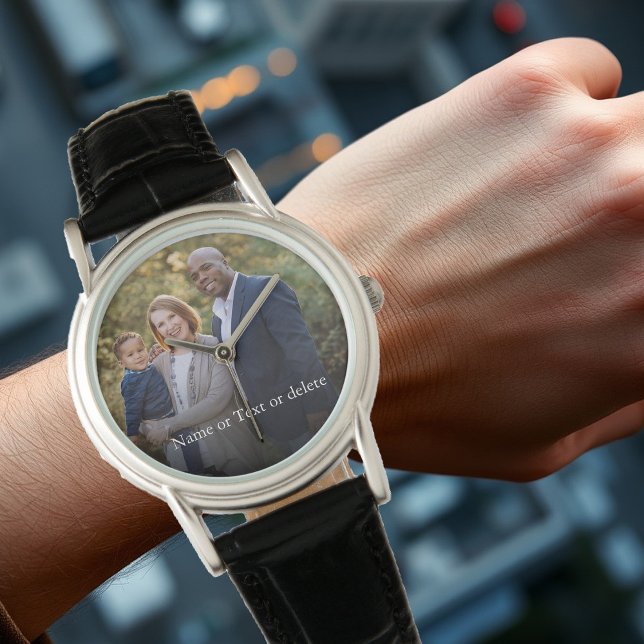 自分の家族の写真画像を作成する 腕時計 (Create your own family photo keepsake watch. You can add your own photo, names/text.)