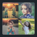 自分の家族の写真集の作成トレンディー スクエア壁時計<br><div class="desc">家族のフォトコラージュトレンディーの四角壁時計を作成します。自分の写真を追加して、自分だけの時計を作りユニークます。</div>