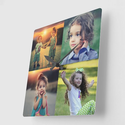 自分の家族の写真集の作成トレンディー スクエア壁時計 (傾斜)