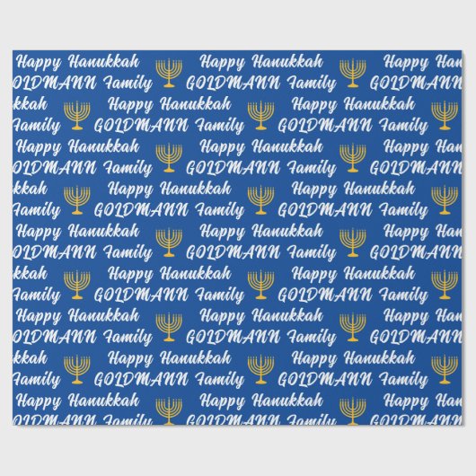 自分の家族の名前を作成Happy Hanukkah Wrappi ラッピングペーパー (フラット)