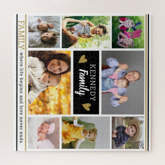自分の家族の引用文を作成する8 Photo Collage ジグソーパズル (横)