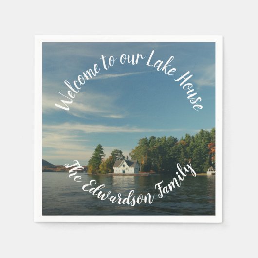 自分の家族を作る湖の夏の家へようこそ スタンダードカクテルナプキン (正面)