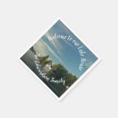 自分の家族を作る湖の夏の家へようこそ スタンダードカクテルナプキン (角)