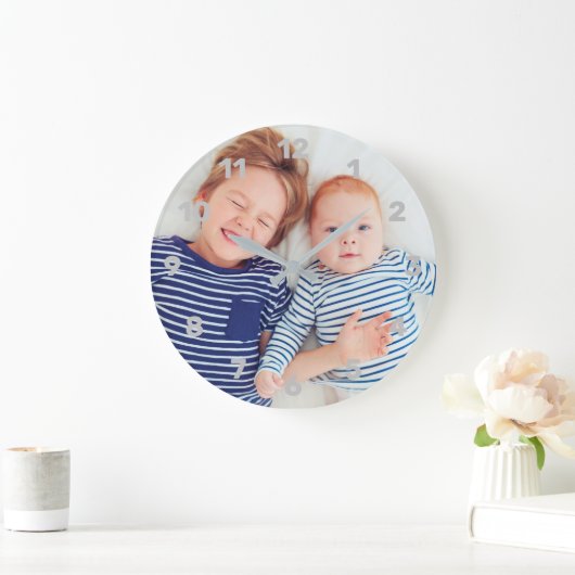 自分の家族カスタムのフォトクロックを作成 ラージ壁時計 (ホーム)