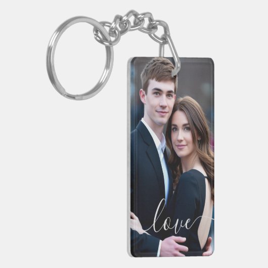 自分の家族カスタムの写真を作成パーソナライズされた キーホルダー (正面左)