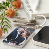 自分の家族カスタムの写真を作成パーソナライズされた キーホルダー (正面右)