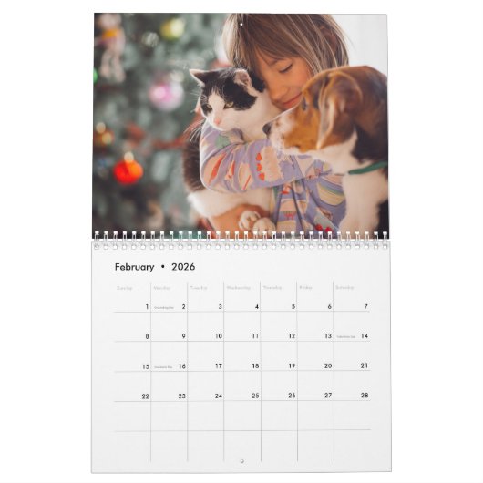 自分の家族カスタム写真の作成 カレンダー (2月 2026)