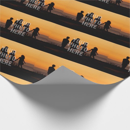 自分の家族カスタム写真を作成する ラッピングペーパー (角)