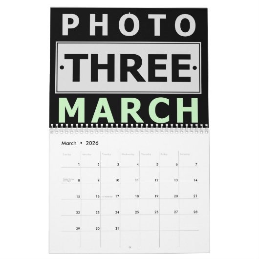 自分の家族パーソナライズされた写真を作成2025 カレンダー (3月 2026)