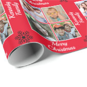 自分の家族4人の写真を作る赤い聖降誕祭 ラッピングペーパー (ロールコーナー)