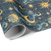 自分の希望に満ちた太陽と月を天体として作成 ラッピングペーパー (ロールコーナー)