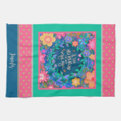 自分の年齢おもしろい引用文フローラピンクの名前を実行 キッチンタオル (横)