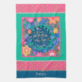 自分の年齢おもしろい引用文フローラピンクの名前を実行 キッチンタオル (縦)