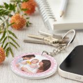 自分の幸せな母の日の家族写真を作成する キーホルダー (正面右)