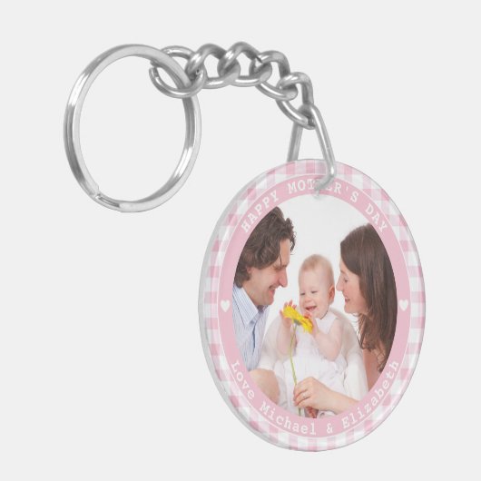 自分の幸せな母の日の家族写真を作成する キーホルダー (正面左)