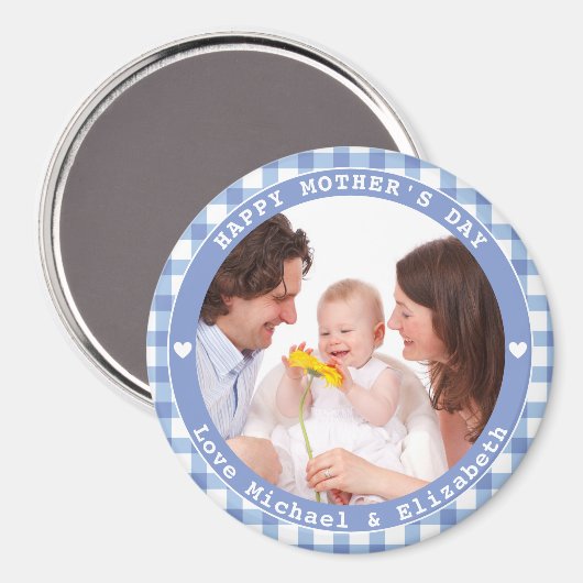自分の幸せな母の日の家族写真を作成する マグネット (正面/裏面)