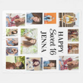 自分の幸せな甘い16の写真を作成 フリースブランケット (正面(横))