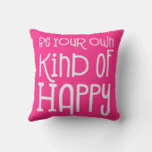 自分の幸せな陽性を持つホワイトピンク クッション (裏面)