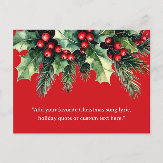 自分の引用文クリスマスボタニカルフローラの追加 シーズンポストカード (正面)