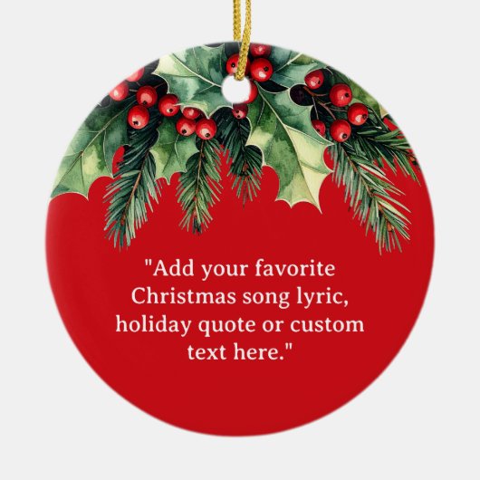 自分の引用文クリスマスボタニカルフローラの追加 セラミックオーナメント (正面)