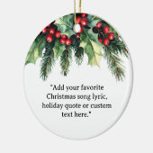 自分の引用文クリスマスボタニカルフローラの追加 セラミックオーナメント (左)