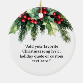 自分の引用文クリスマスボタニカルフローラの追加 セラミックオーナメント (裏面)