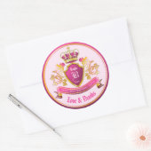 自分の愛とコートの感謝してい腕をピンク金ゴールドにする ラウンドシール (封筒)