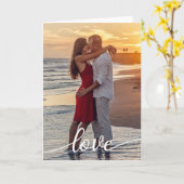 自分の愛のスクリプトを作成するロマンチックなカップルの写真 カード (黄色い花)