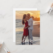 自分の愛のスクリプトを作成するロマンチックなカップルの写真 カード (正面/裏面インサイチュ)