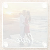 自分の愛のスクリプトを作成するロマンチックなカップルの写真 ガラスコースター (裏面)