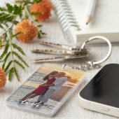 自分の愛のスクリプトを作成するロマンチックなカップルの写真 キーホルダー (正面右)