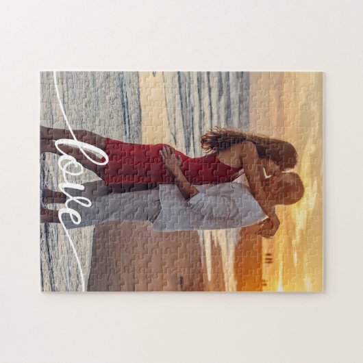 自分の愛のスクリプトを作成するロマンチックなカップルの写真 ジグソーパズル (横)