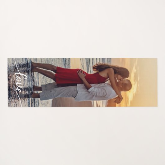 自分の愛のスクリプトを作成するロマンチックなカップルの写真 ヨガマット (裏面(横))