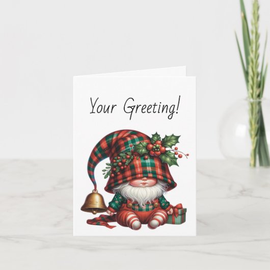 自分の愛らしいシャイなクリスマスプレイド格言を作成 シーズンカード (正面)