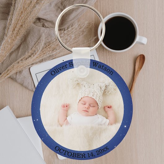 自分の愛らしい生まれたばかりのベビー写真をカスタム作成 キーホルダー