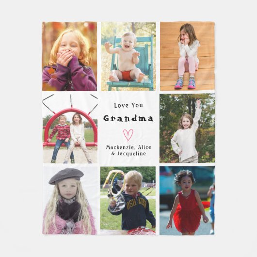 自分の愛を作成する祖父母フォトコラージュ フリースブランケット (正面)