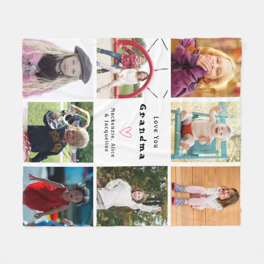 自分の愛を作成する祖父母フォトコラージュ フリースブランケット (正面(横))