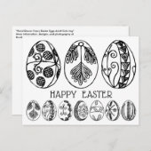 自分の手で描いたイースターエッグに色を付ける – ハッピーイースター シーズンポストカード (正面/裏面)