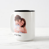 自分の文字と写真をパーソナライズされた作成する ツートーンマグカップ (正面左)