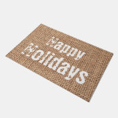 自分の文字と写真を追加ハッピーホリデーのラップ ドアマット (アングル)