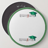 自分の文字の緑の卒業ボタンを追加 缶バッジ (正面&裏面)