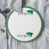 自分の文字の緑の卒業ボタンを追加 缶バッジ (インサイチュ)