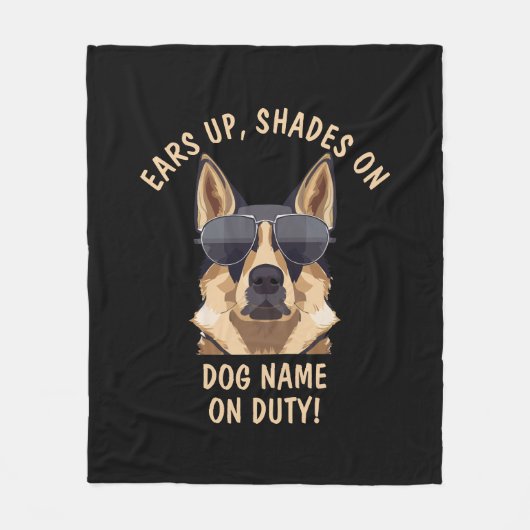 自分の文字は、義務で犬の名前の陰を耳にする フリースブランケット (正面)