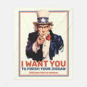 自分の文字を加カスタムえて、サムおじさん「私が欲しい」 フリースブランケット (正面)