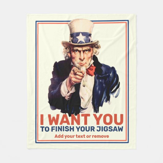自分の文字を加カスタムえて、サムおじさん「私が欲しい」 フリースブランケット (正面)