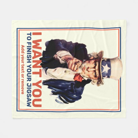 自分の文字を加カスタムえて、サムおじさん「私が欲しい」 フリースブランケット (正面(横))