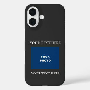 自分の文字を追加する写真写真ロゴ黒 iPhone 16ケース