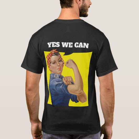 自分の文字を追加するRosie the Riveter パーソナライズされた Tシャツ (裏面)