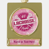 自分の文字ラクロスおばさんクリスマスオーナメントを追加 ゴールドプレートバナーオーナメント (正面)