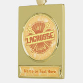 自分の文字ラクロスコーチホリデイオーナメントの追加 ゴールドプレートバナーオーナメント (左)